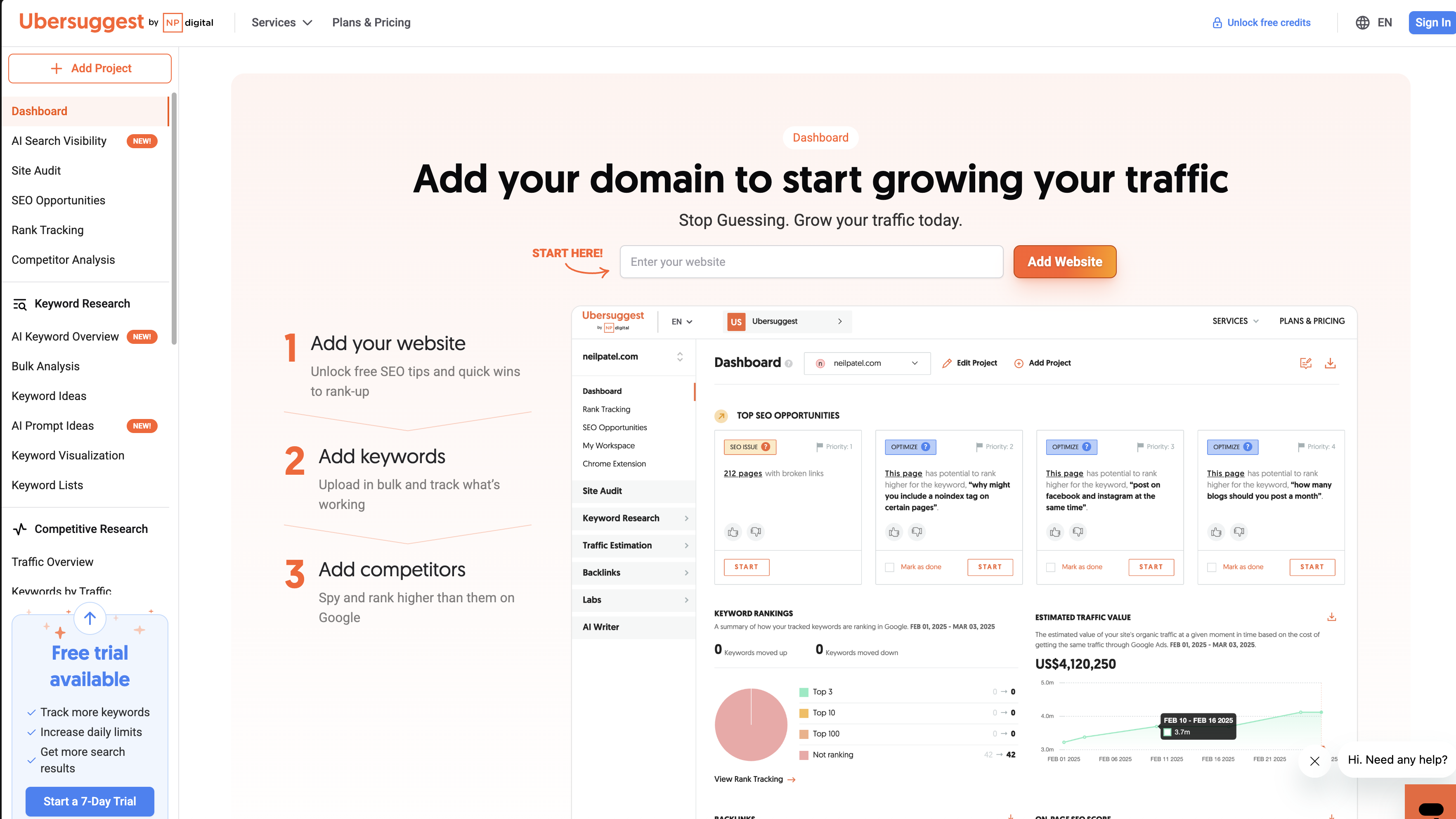 Ubersuggest interface