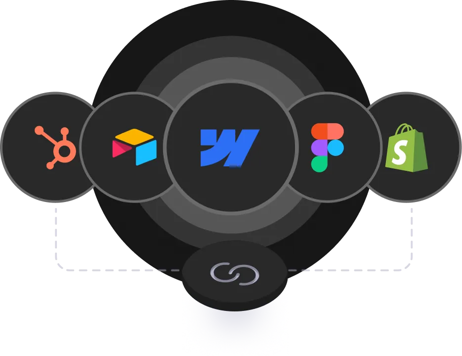Carril Agency connecting tools like Webflow, Figma, HubSpot, and Shopify