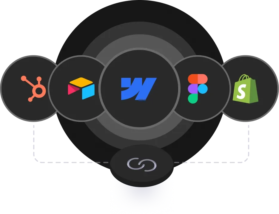 Carril Agency connecting tools like Webflow, Figma, HubSpot, and Shopify