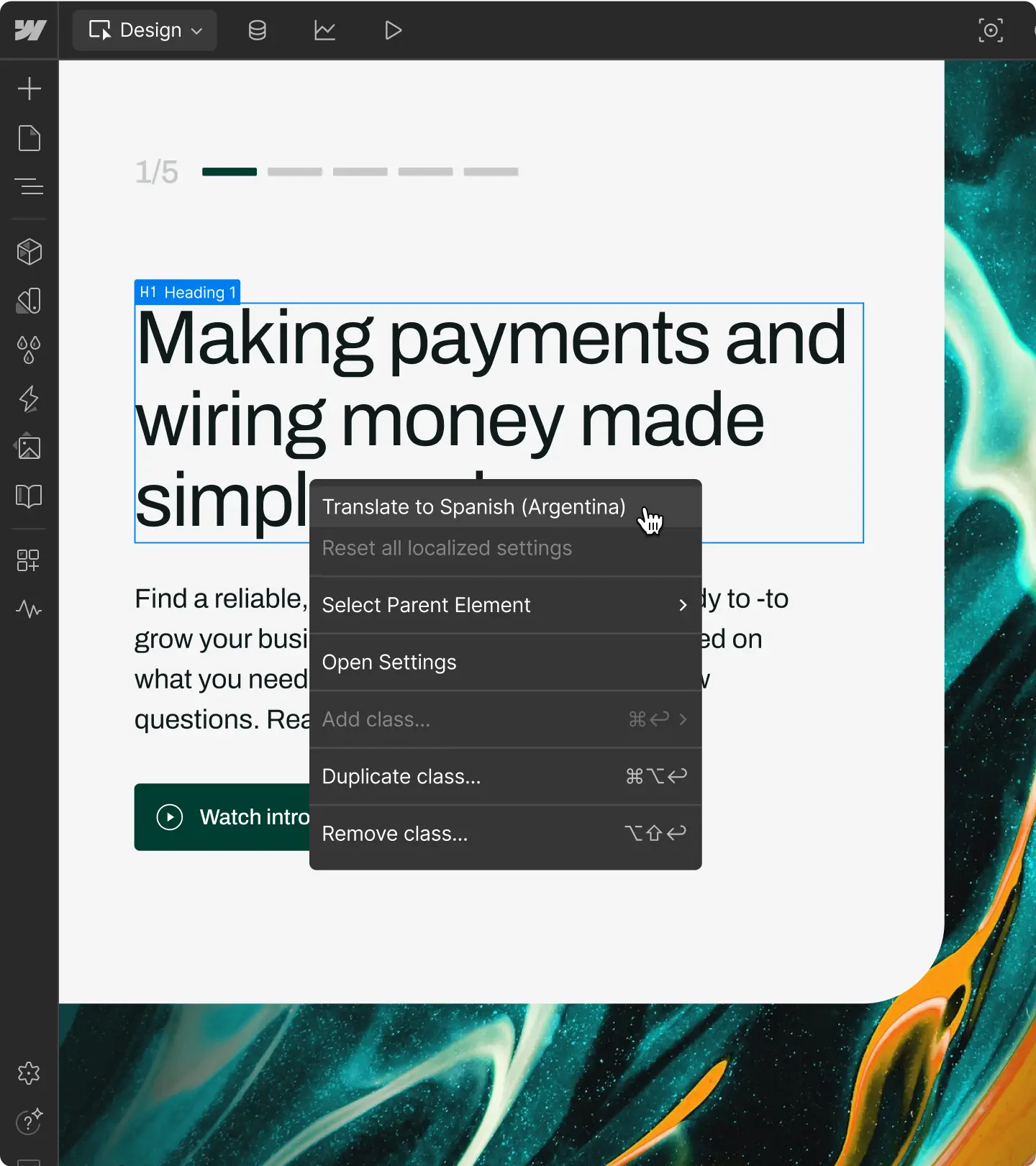 التوطين وإدارة اللغات المتعددة في Webflow